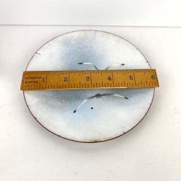 Enamelware Trinket Dish Seagulls in Flight Signed Brumm Beach Coastal - Picture 7 of 7